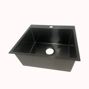 כיור נירוסטה עם הכנה לברז שחור לונדון 47 42 1