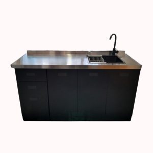 מטבח חוץ נירוסטה שחור דגם ארז באורך 1.6 מ 1