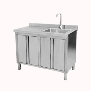 דלפק נירוסטה 4 דלתות עם כיור 120ס"מ - עומר 1