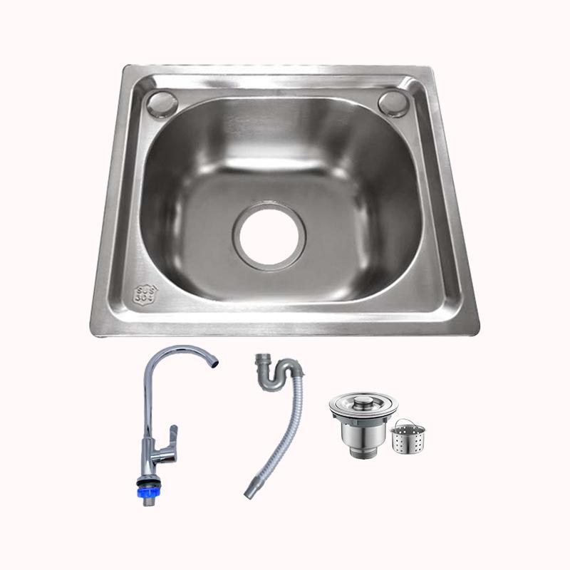 כיור נירוסטה כולל סט ניקוז מלא 36&times;30.5 1