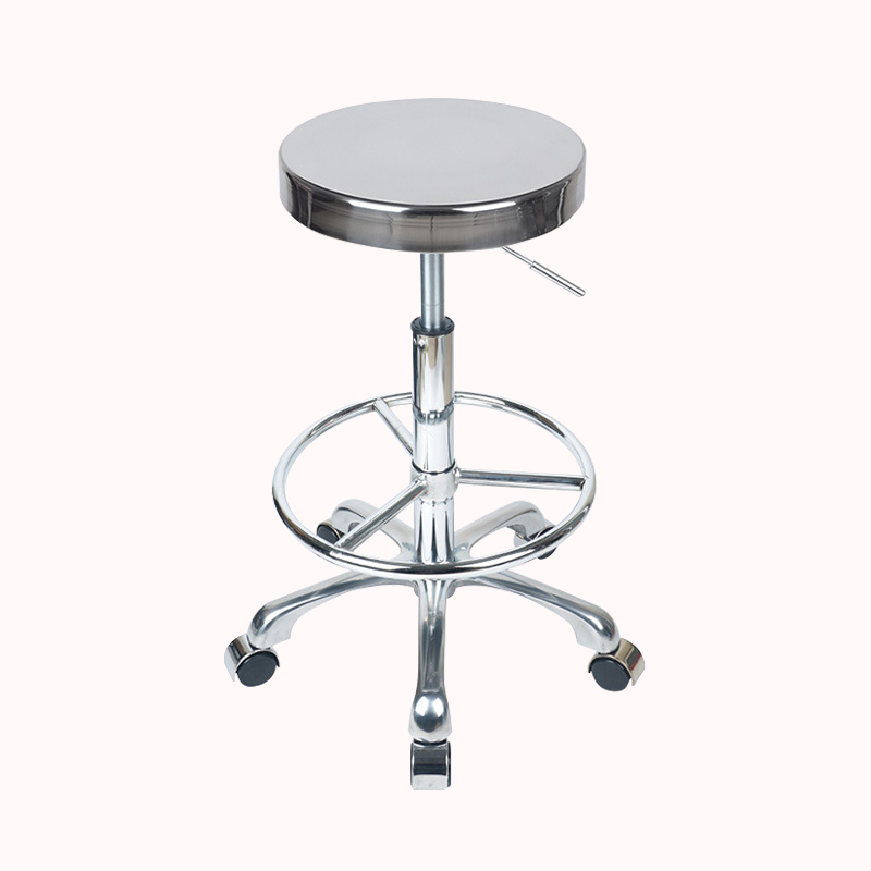 כסא בר נירוסטה עם גלגלים 1